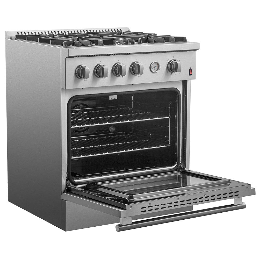 Forno Premium Stainless Steel Kitchen Package with Side-by-Side Refrigerator and Gas Range - FBDL-021-03CAUS