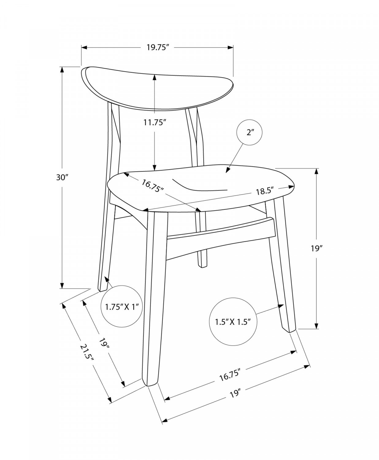 Valencia Dining Chair - Walnut - Set Of Two
