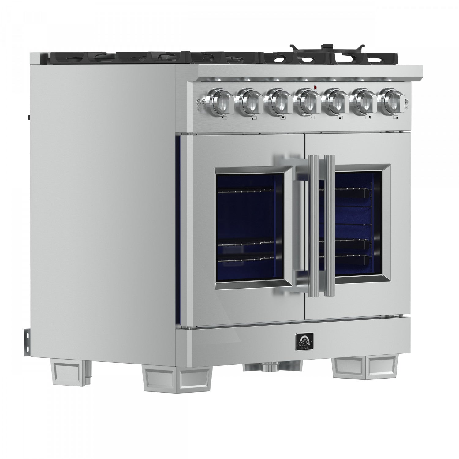 Forno Capriasca 36" Stainless Steel French Door Freestanding Gas Range with Air Fry (5.36 Cu. Ft.) - FFSGS6460-36
