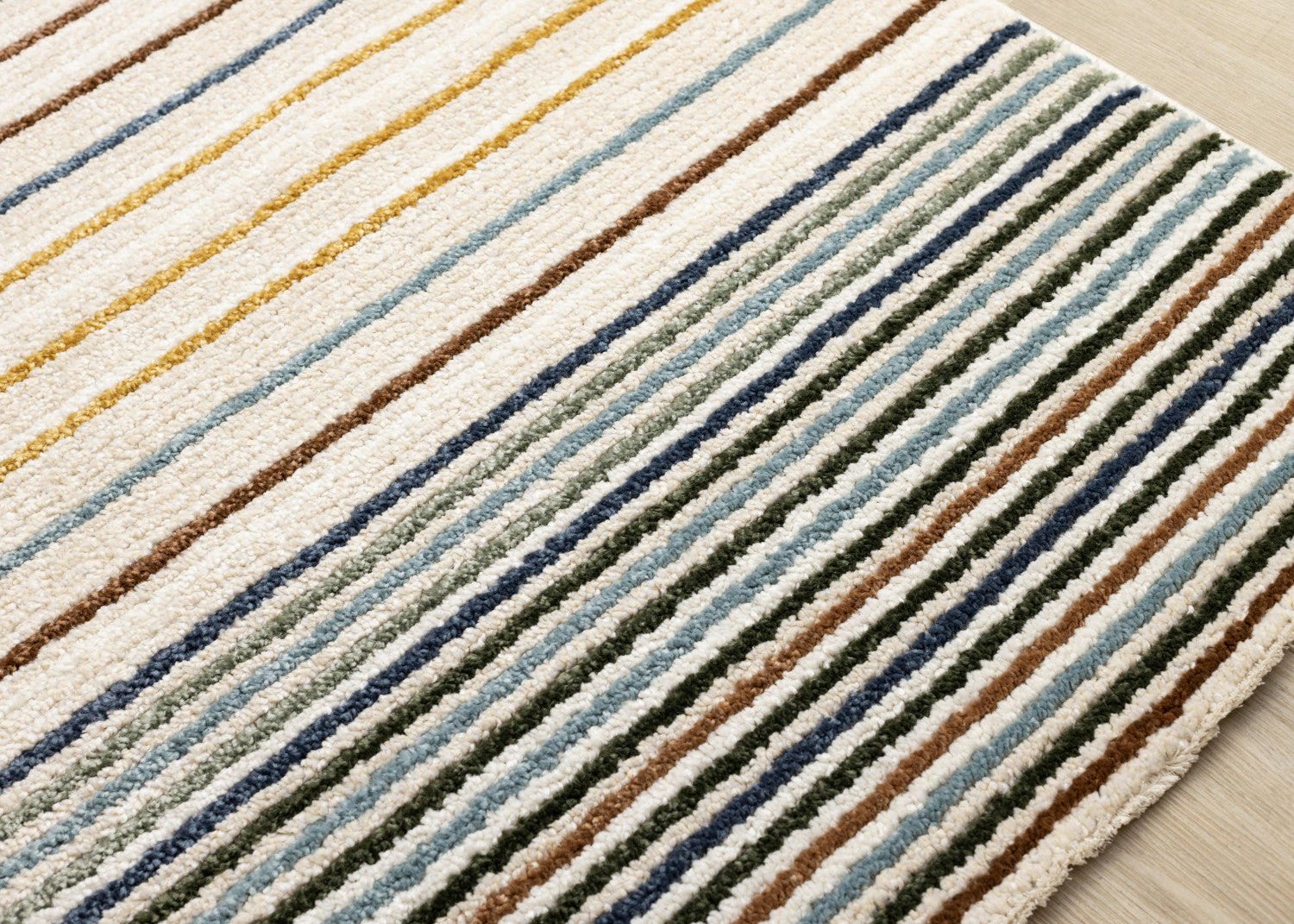 Nora Casual Contemporary Striped Area Rug - 5' X 8' - Cream/Blue/Yellow