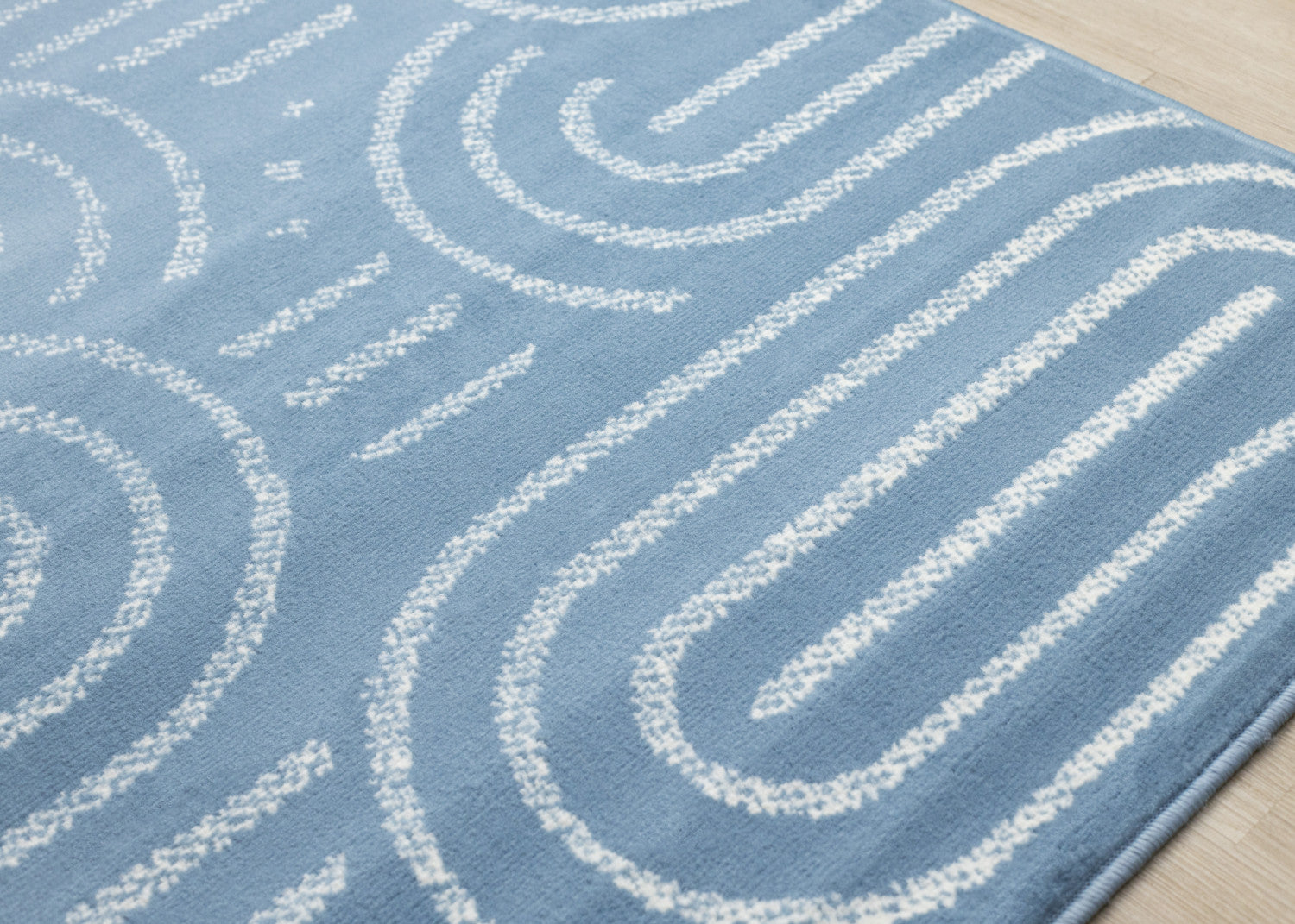 Functional Modern Links Area Rug - 8' X 11' - Blue/Cream