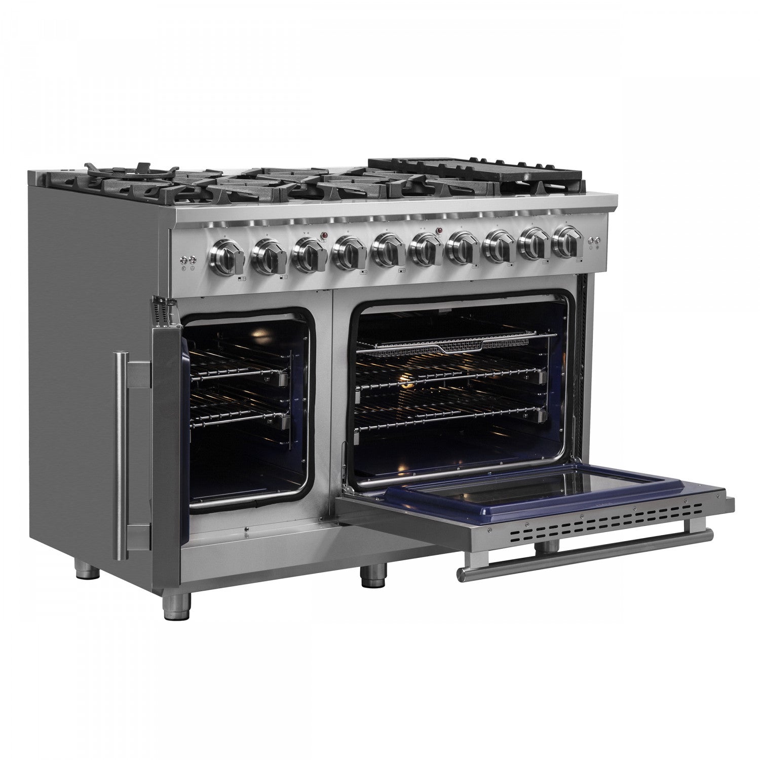 Forno Massimo 48" Stainless Steel Freestanding Double Oven Gas Range (6.58 Cu. Ft.) - FFSGS6439-48