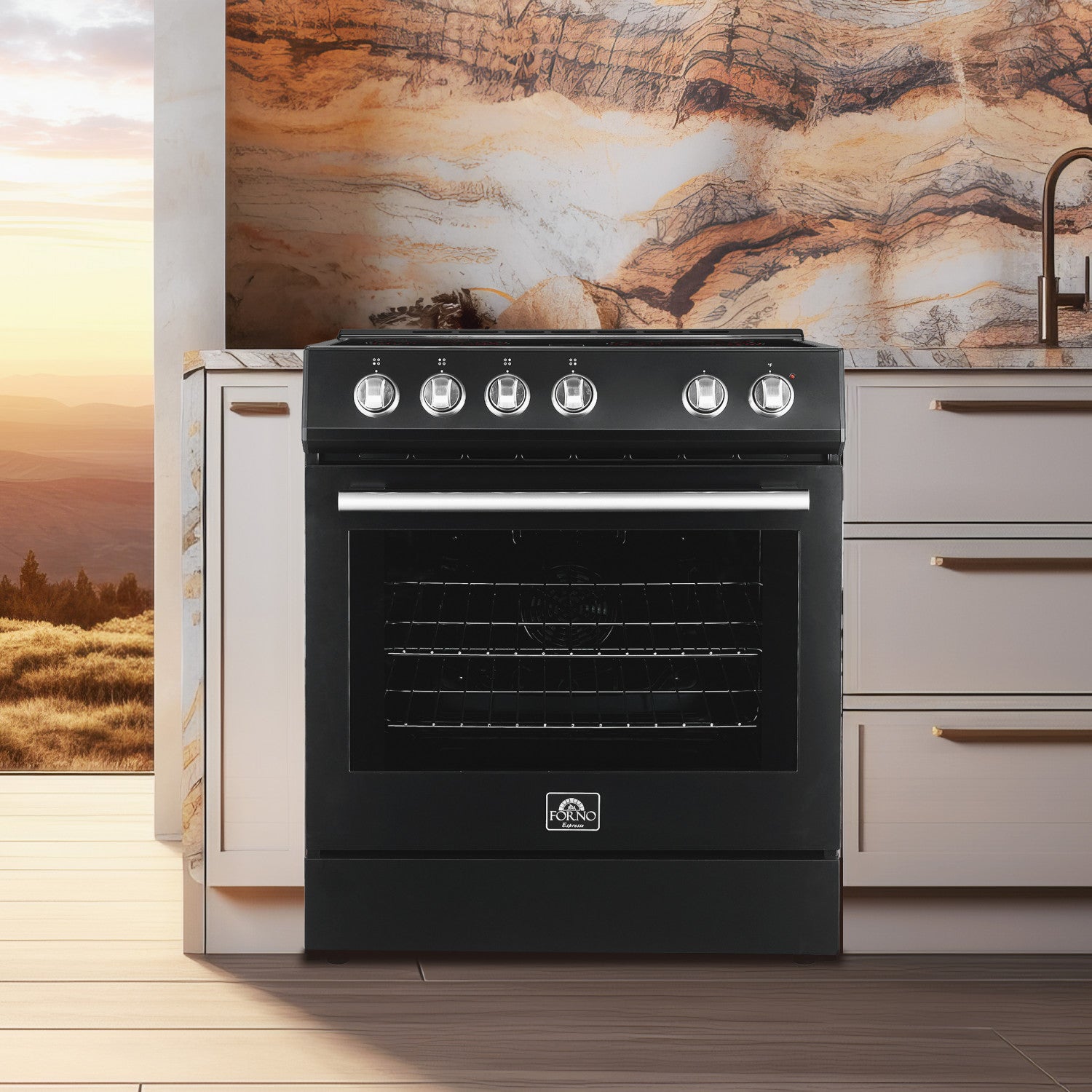 Forno Premium Black Kitchen Package with Range, Bottom Freezer Refrigerator, Dishwasher and Range Hood - FBDL-006-02CA