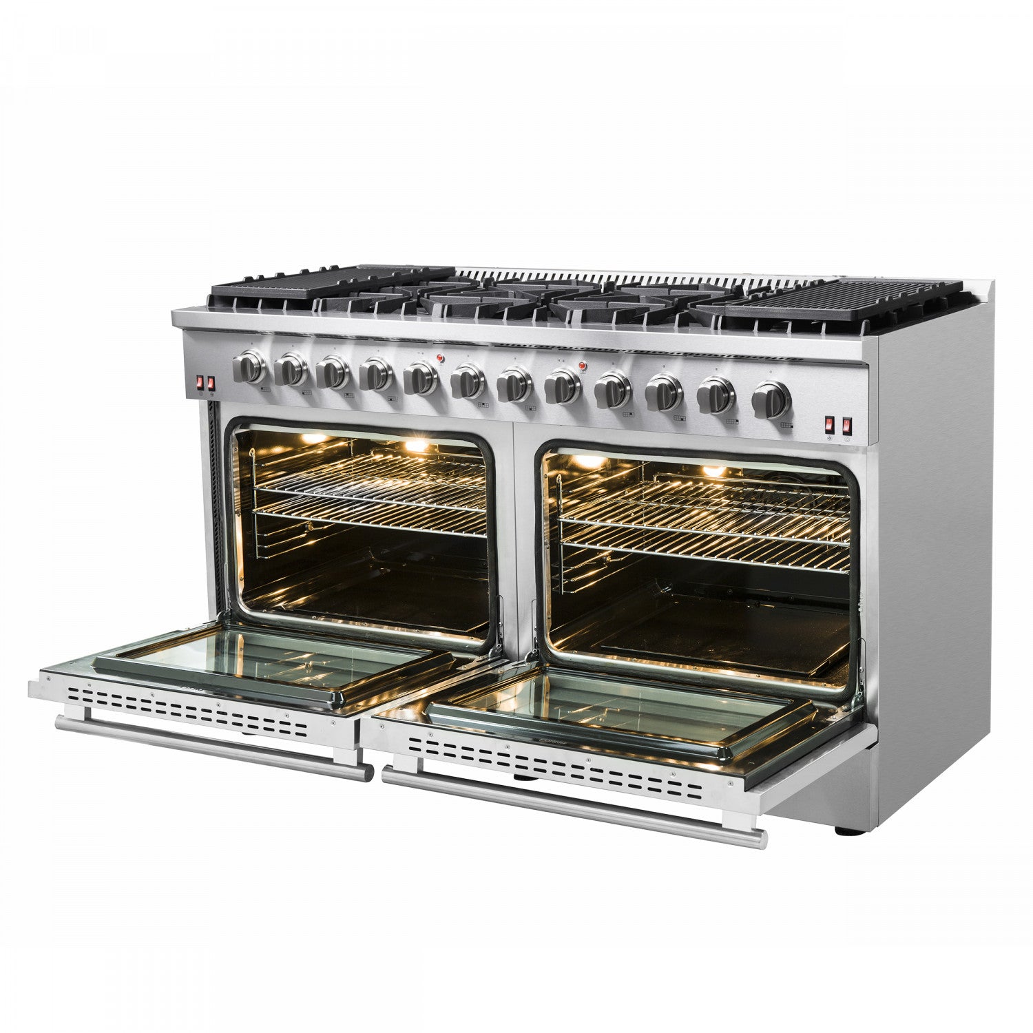 Forno Galiano 60" Stainless Steel Freestanding Double Oven Gas Range With Convection (8.64 Cu. Ft.) - FFSGS6244-60