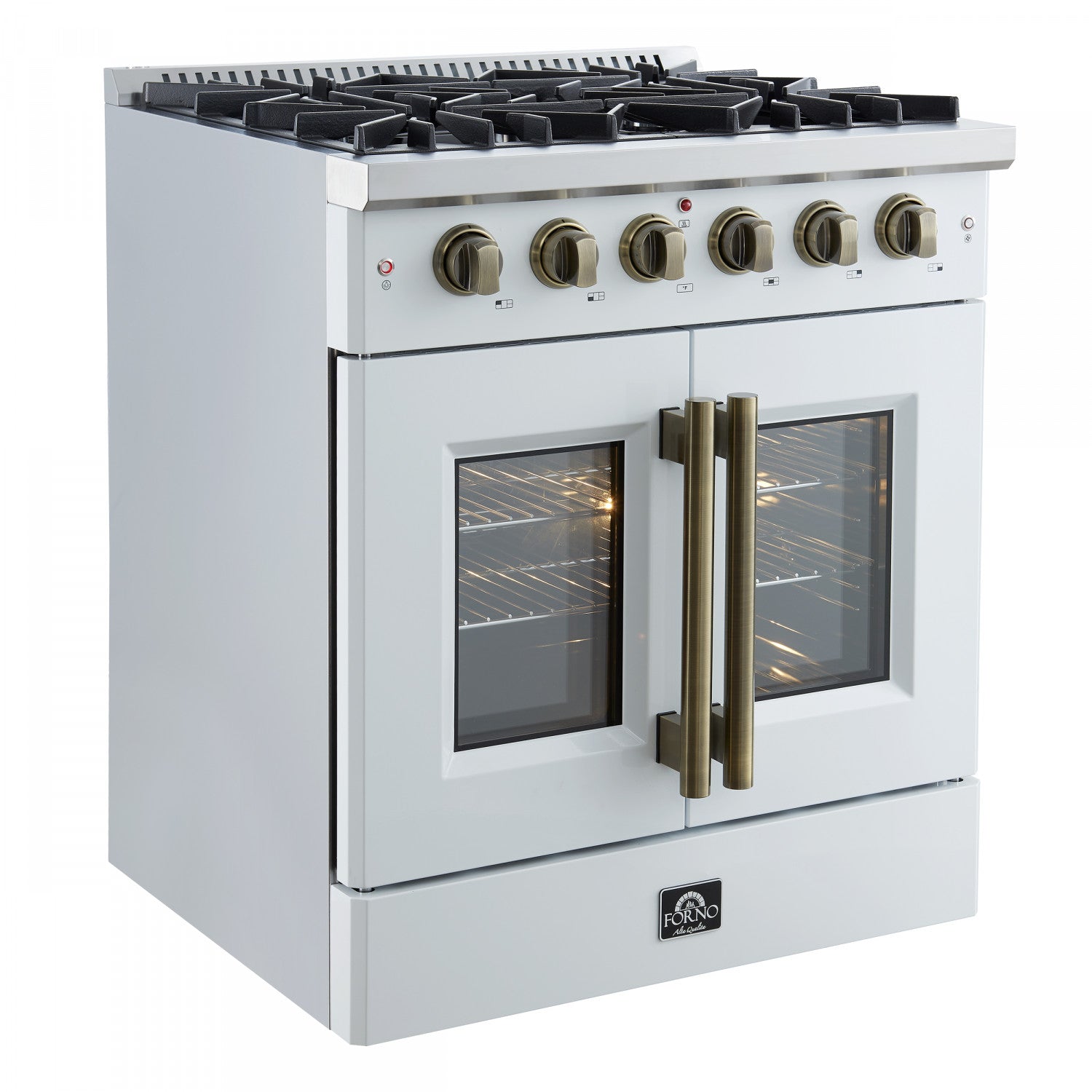 Forno Galiano 30" White French Door Freestanding Gas Range (4.32 Cu. Ft.) - FFSGS6444-30WHT