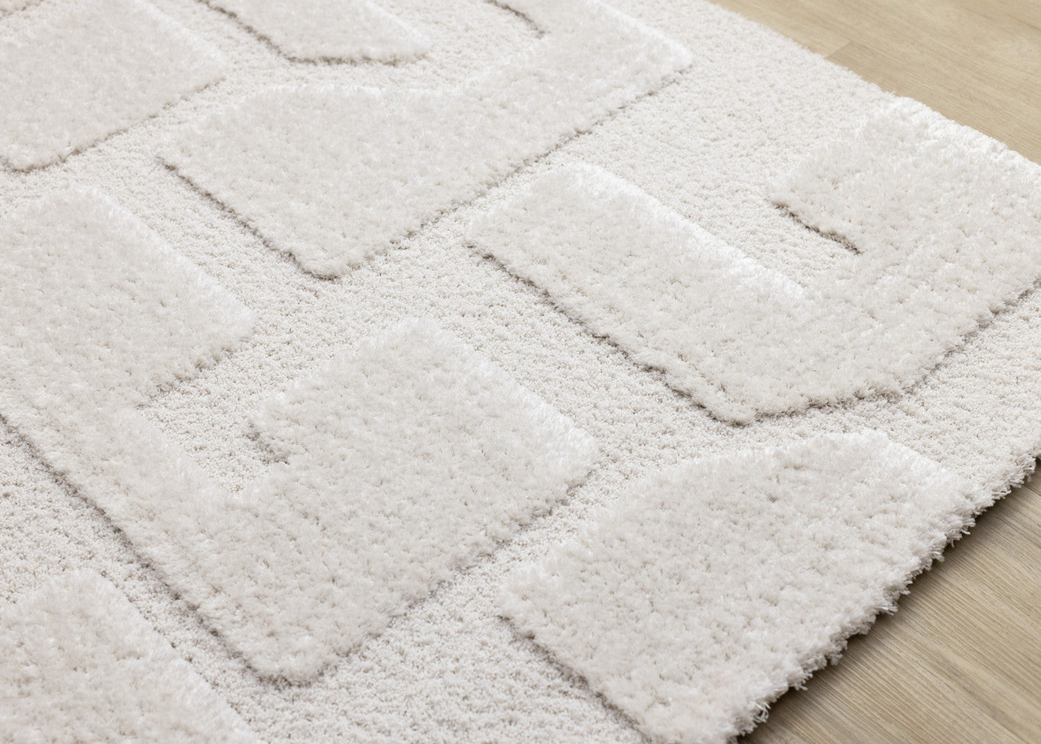 Luxury Plush Textured Shapes Area Rug - 8' X 11' - Cream