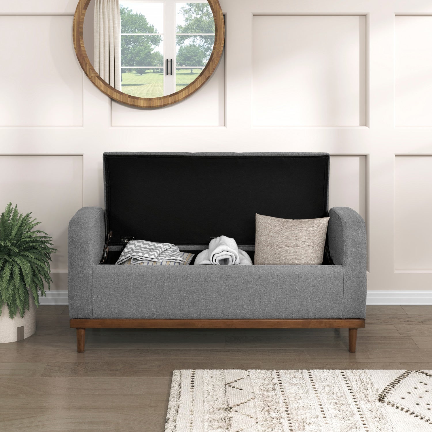 Elayne Ottoman Bench - Grey