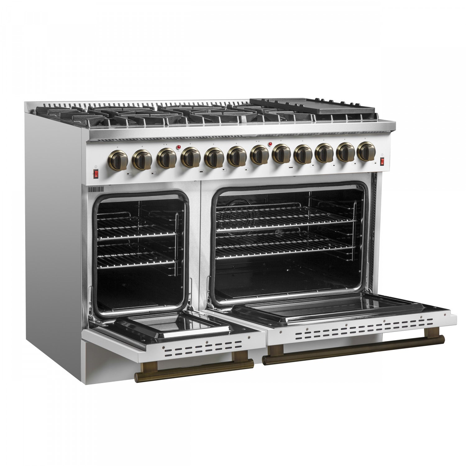 Forno Galiano 48" White Freestanding Dual Fuel Double Oven Range with True Convection (6.58 Cu. Ft.) - FFSGS6156-48WHT