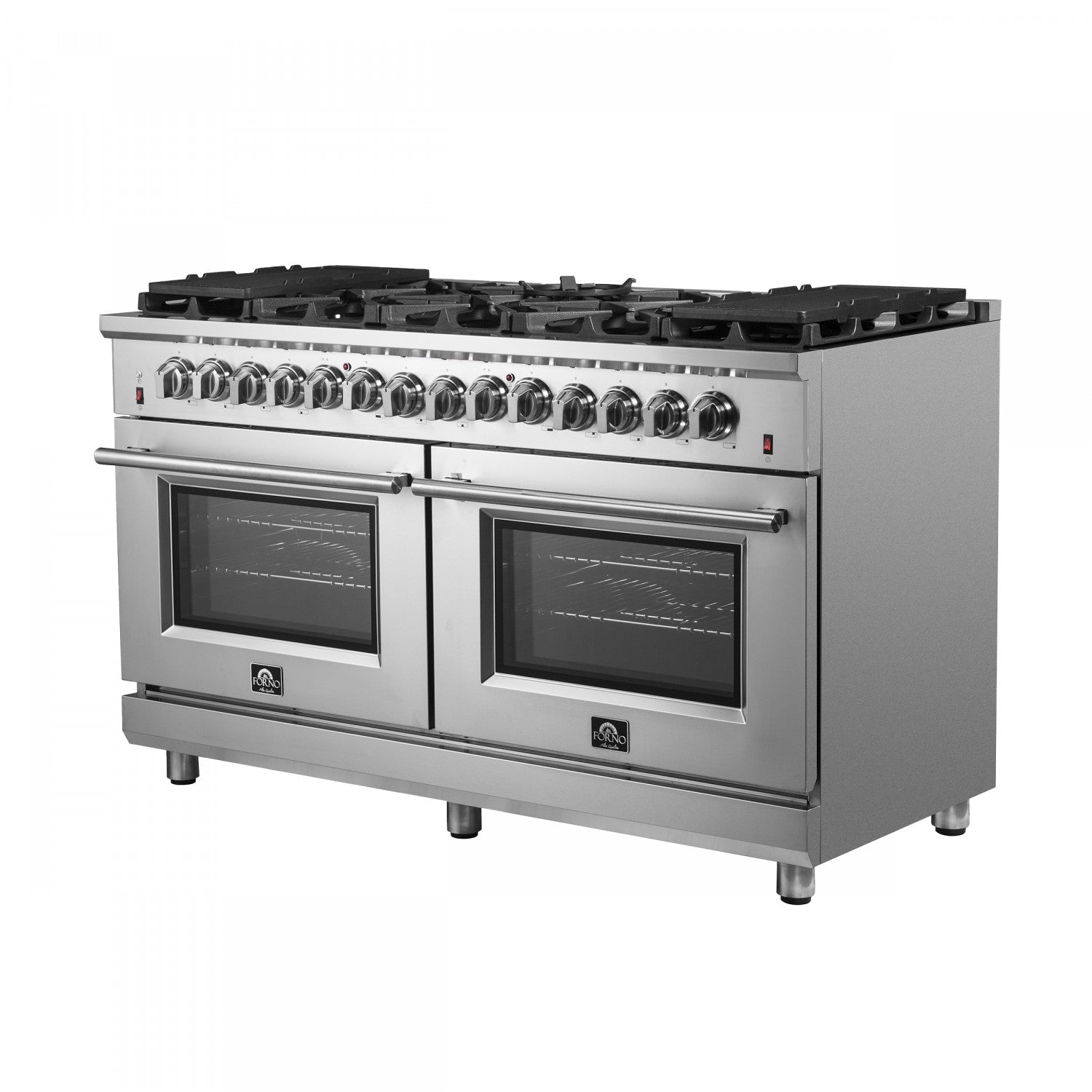 Forno Massimo 60" Stainless Steel Freestanding Dual Fuel Double Oven Range with True Convection and Air Fry (8.64 Cu. Ft.) - FFSGS6125-60