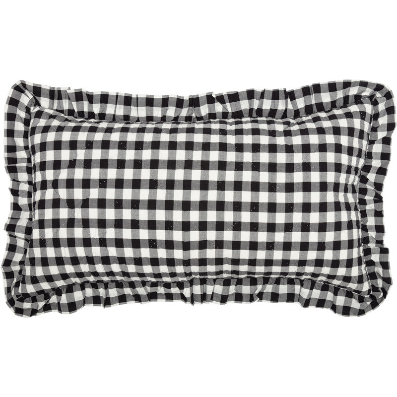 Selena III Ruffled King Sham - Black Check