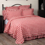Selena III Ruffled California King Quilt Coverlet - Red Check