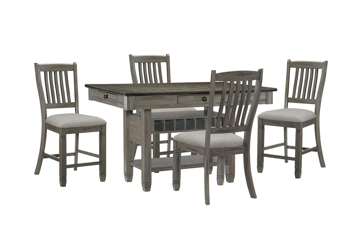 Harold Counter Height Dining Table - Grey, Antique