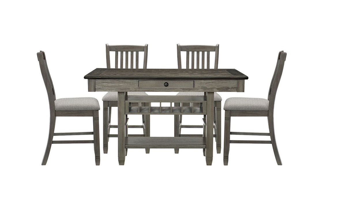 Harold Counter Height Dining Table - Grey, Antique