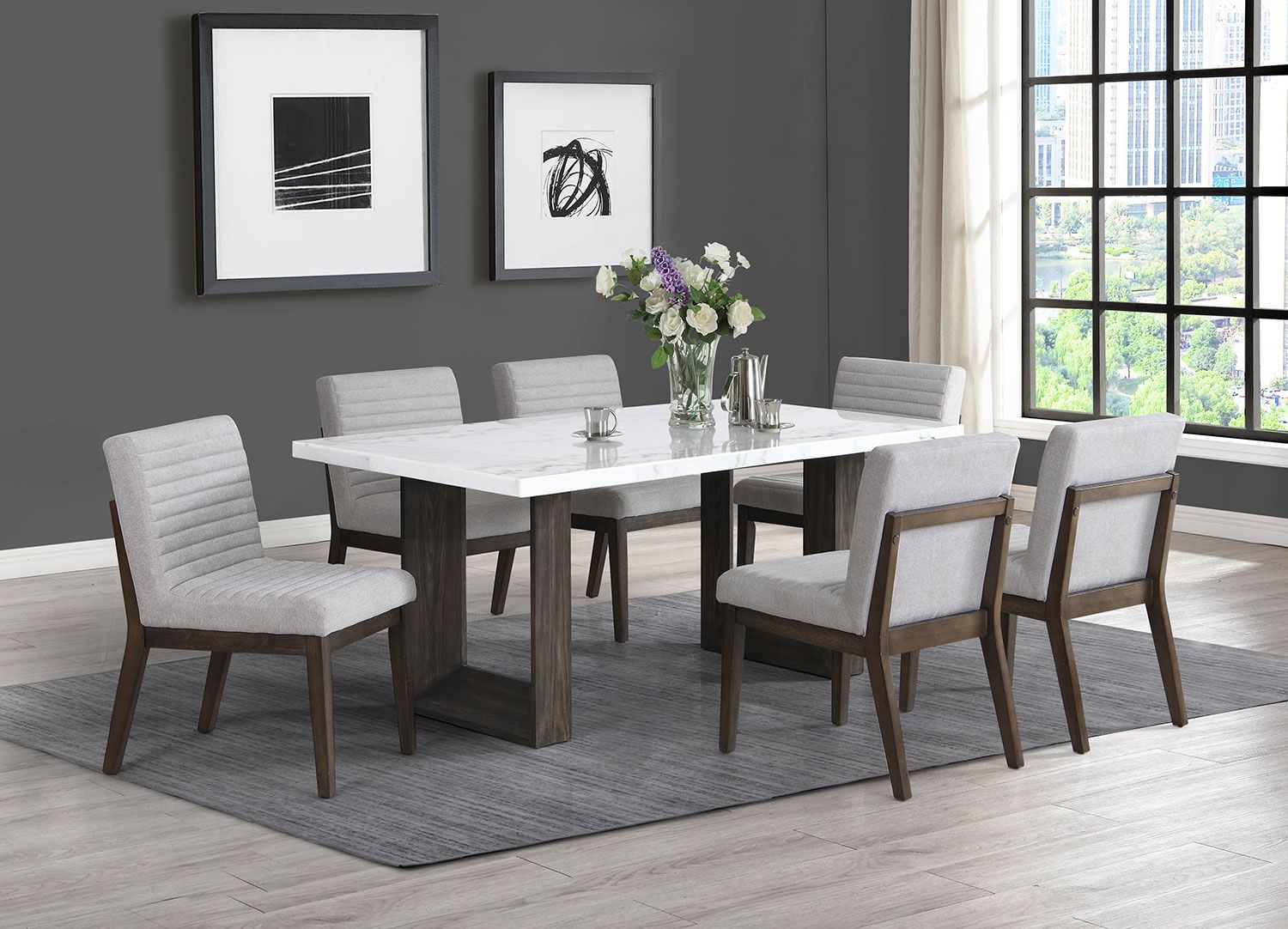 Maeve 7-Piece Dining Set - Grey, Espresso