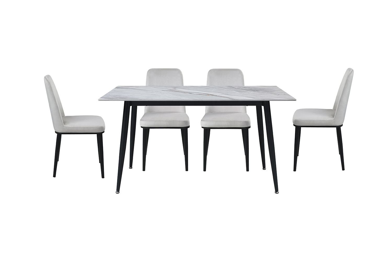 Emberly Sintered Stone Dining Table - Grey, Black