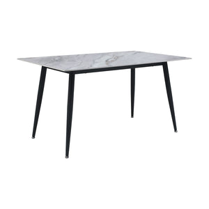 Emberly Table de salle à manger en pierre frittée - gris, noir