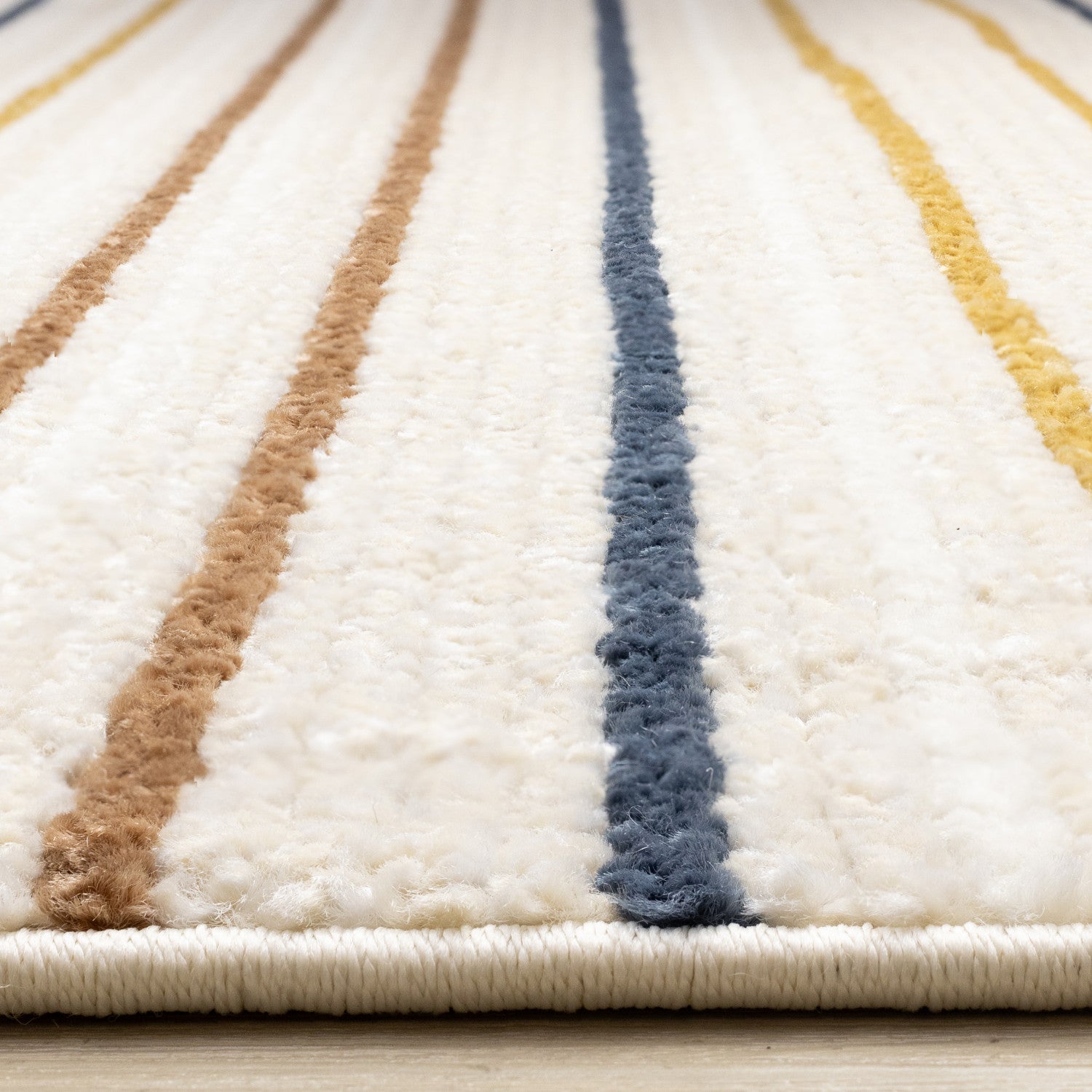 Nora Casual Contemporary Striped Area Rug - 5' X 8' - Cream/Blue/Yellow