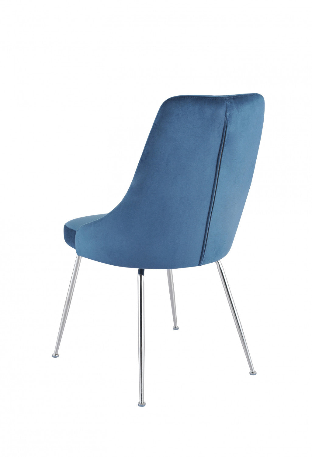 Peacock Velvet Dining Chair - Blue/Chrome - Set of Two