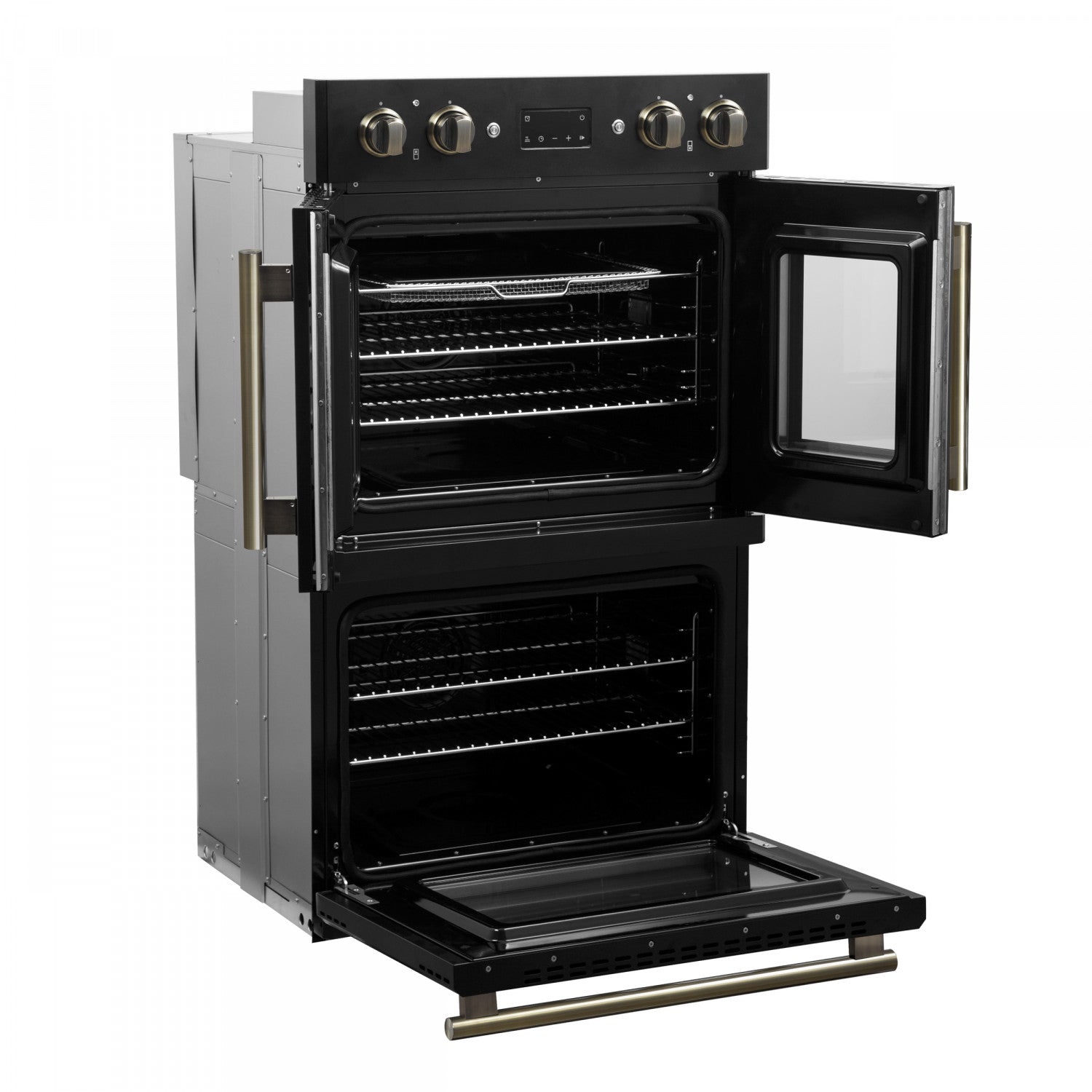 Forno Asti Black 30" French Door Double Wall Oven With Dual True Convection And Air Fry (7.36 Cu. Ft.) - FBOEL1340-30BLK