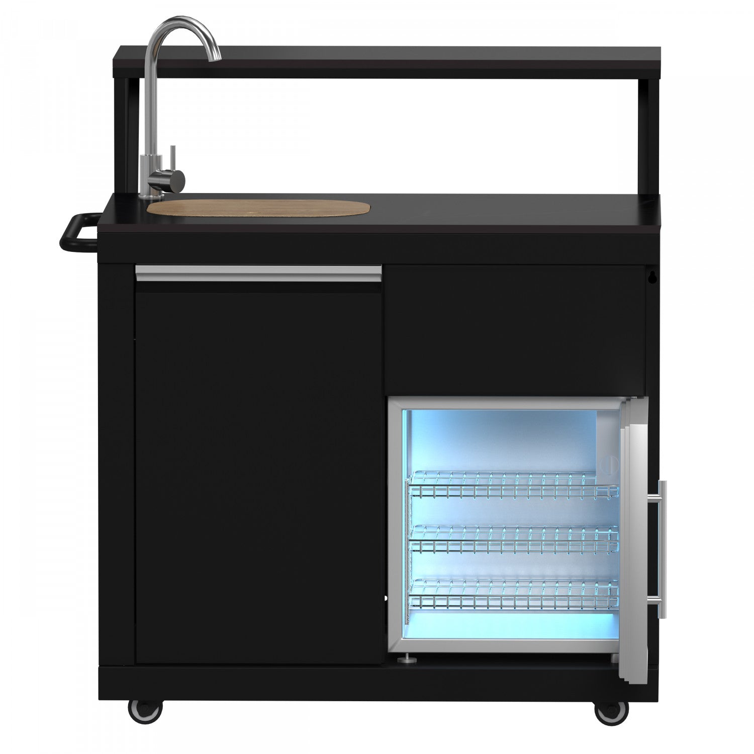 Forno All'Aperto Black Countertop Outdoor Kitchen with 62,600 BTU BBQ and Beverage Centre - FODKT2582BLK