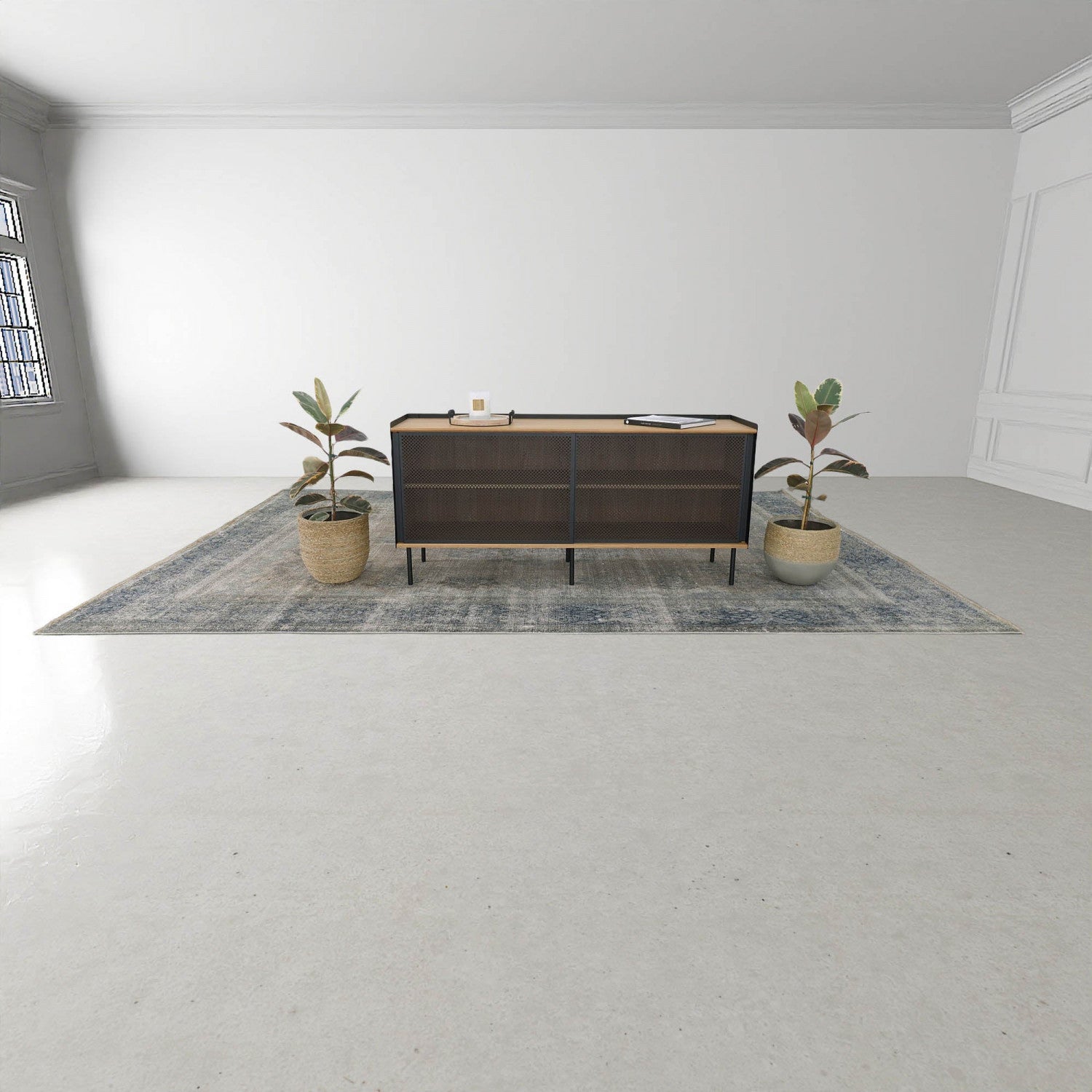 Wynmere Mixed Grass And Concrete Pot - Grey/Beige