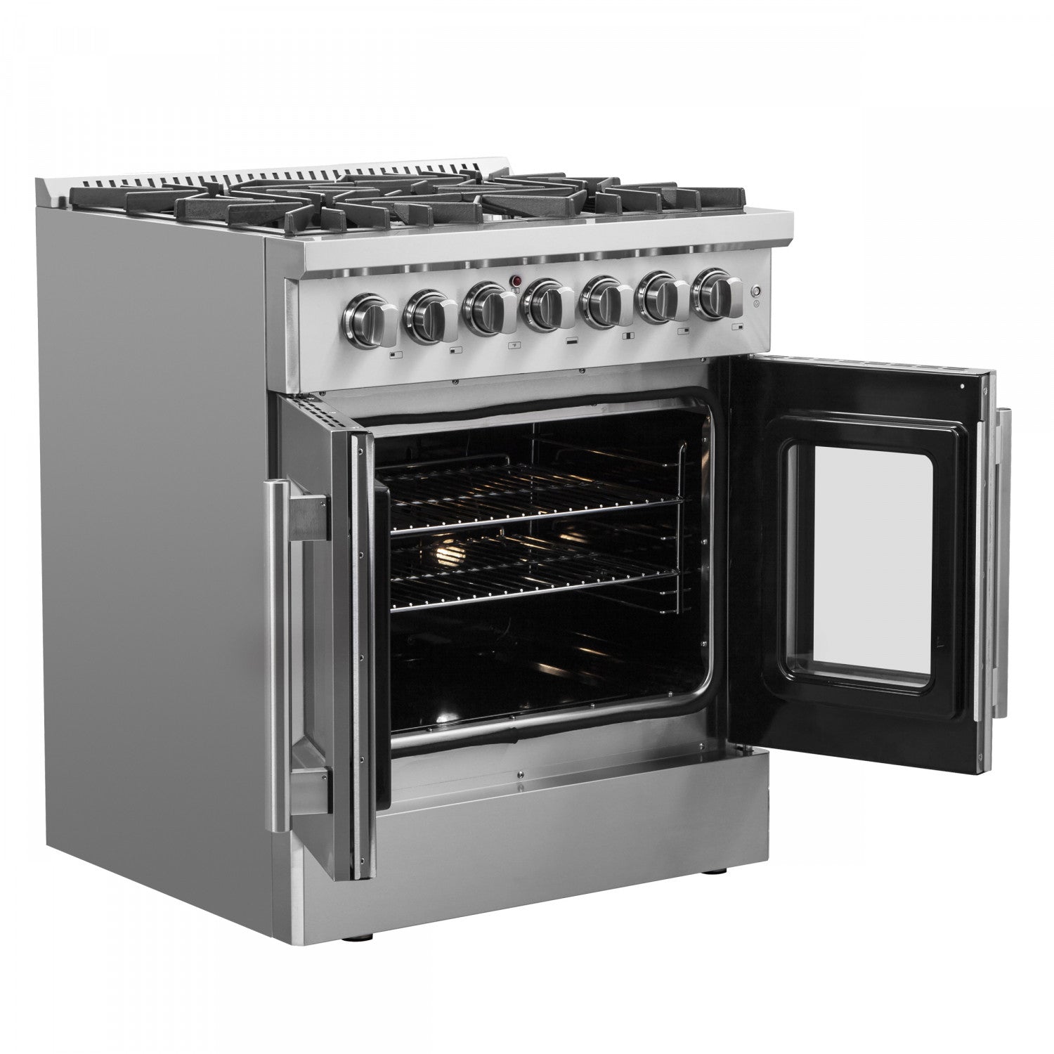 Forno Galiano 30" Stainless Steel French Door Dual Fuel Range with True Convection (4.32 Cu. Ft.) - FFSGS6356-30