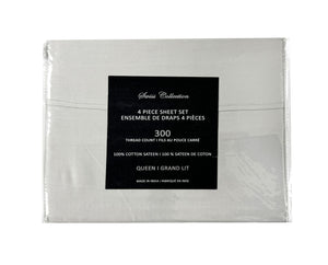 Cotton House Ens. Draps très grand 100% coton – 300 fils au pouce carré gris pâle