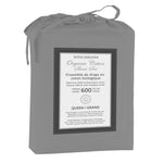 Cotton House 100% Organic Cotton Queen Sheet Set - 600 Thread Count Charcoal