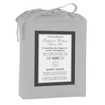 Cotton House 100% Organic Cotton King Sheet Set - 600 Thread Count Silver