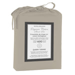 Cotton House 100% Organic Cotton Queen Sheet Set - 600 Thread Count Beige