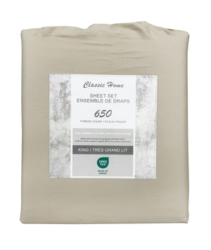 Cotton House Ens. Draps très grand 100% coton peigné – 650 fils au pouce carré beige