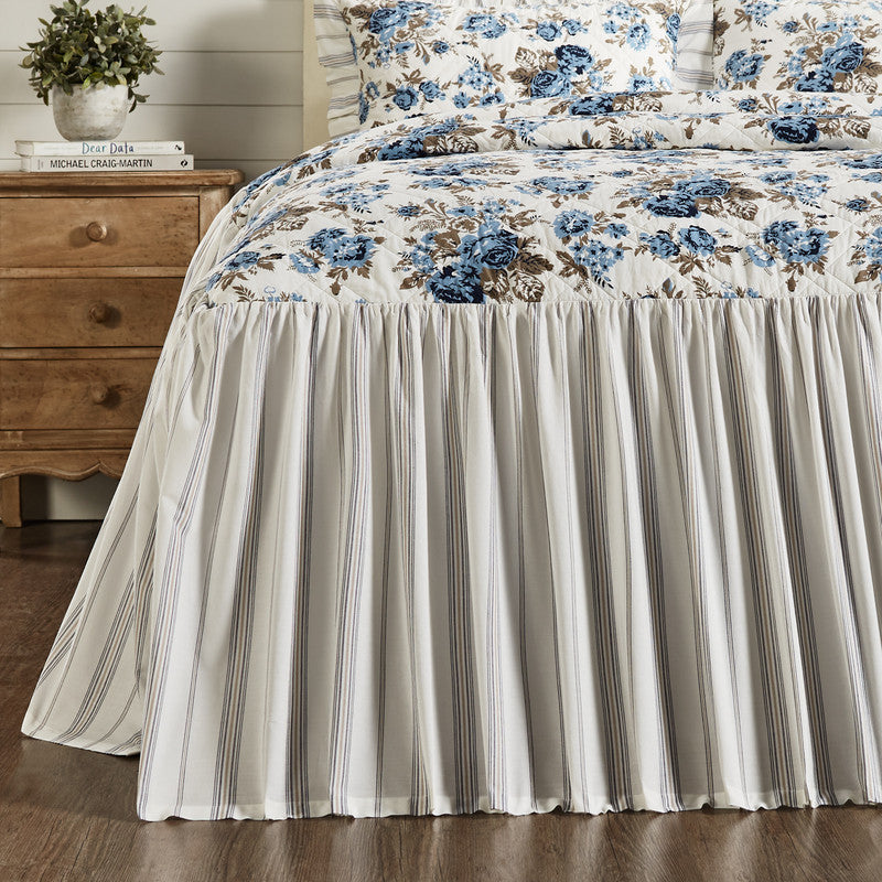 Selena II Ruffled Queen Coverlet - Blue Floral