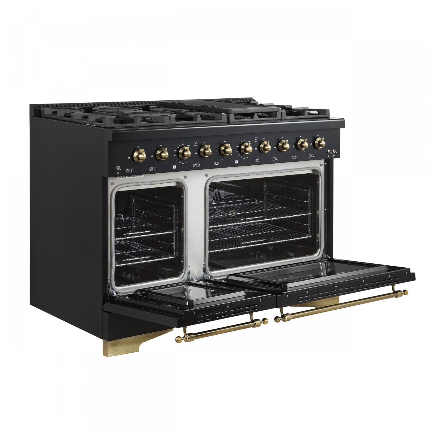 Forno Antico 48" Black Freestanding Dual Fuel Double Oven Range (5.5 Cu. Ft.) - FFSGS6113-48BLK