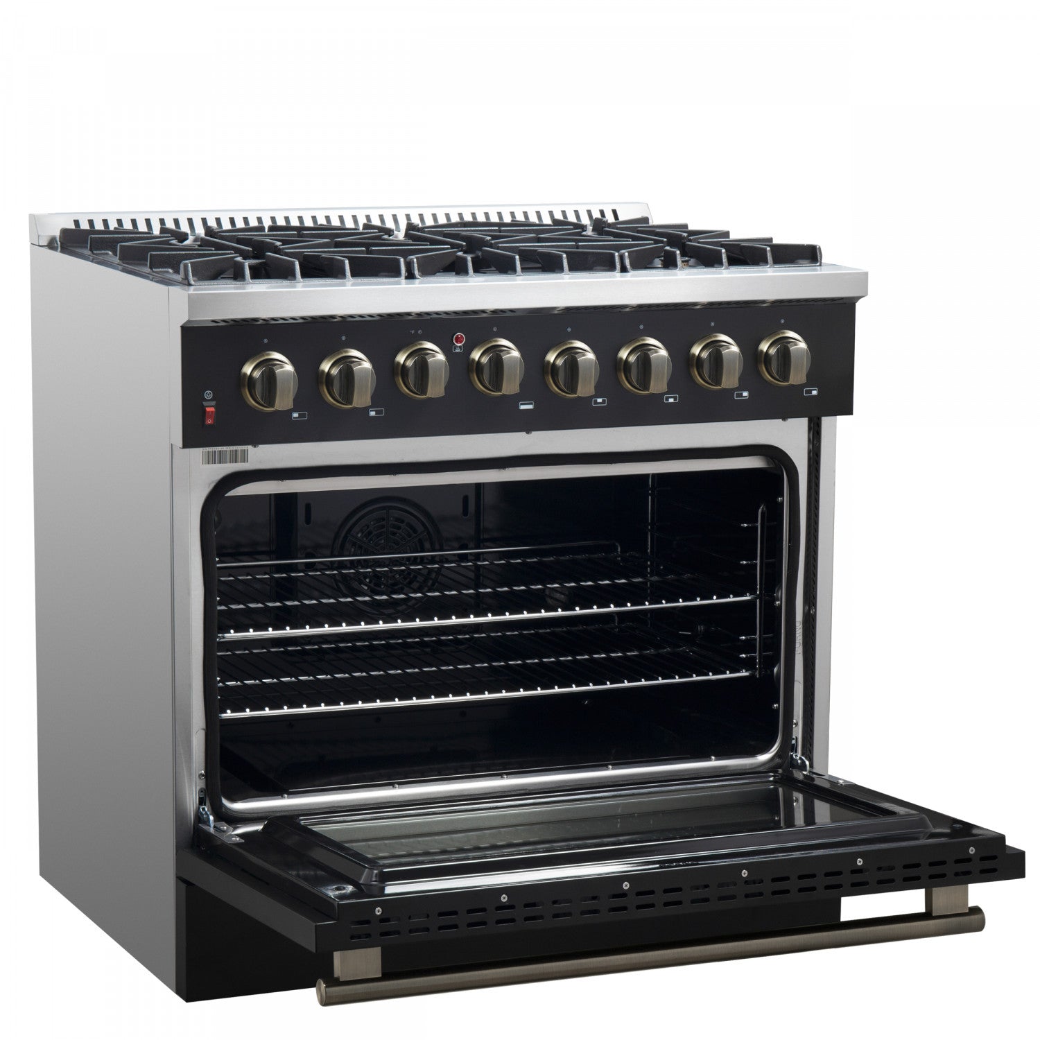 Forno Galiano 36" Black Dual Fuel Range with True Convection (5.36 Cu. Ft.) - FFSGS6156-36BLK