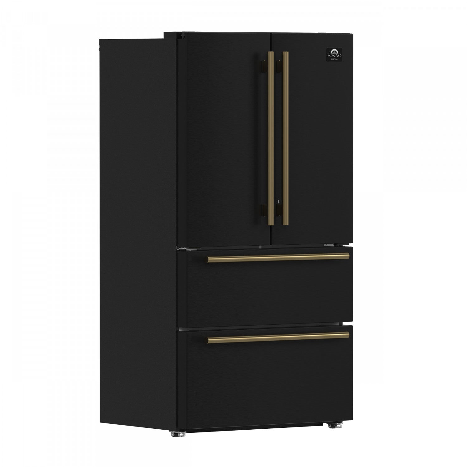 Forno Moena 36" 19.2 Cu.Ft. Black Counter-Depth French Door Refrigerator with Ice Maker - FFRBI1820-36BLK