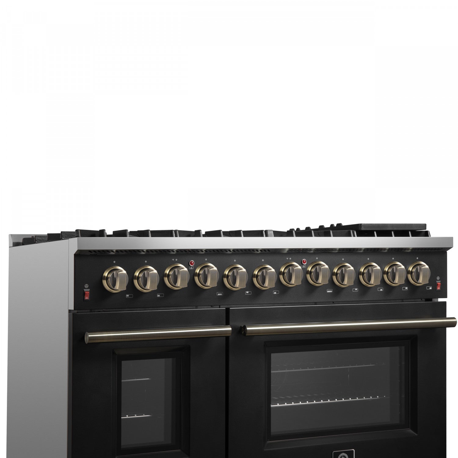 Forno Galiano 48" Black Freestanding Dual Fuel Double Oven Range with True Convection (6.58 Cu. Ft.) - FFSGS6156-48BLK