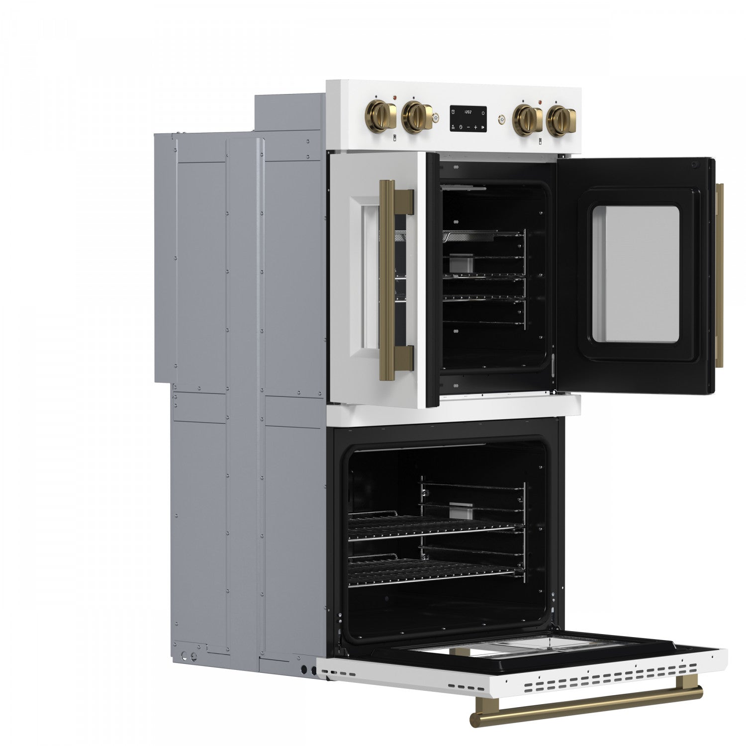 Forno Asti White 30" French Door Double Wall Oven with Dual True Convection and Air Fry (7.36 Cu. Ft.) - FBOEL1340-30WHT