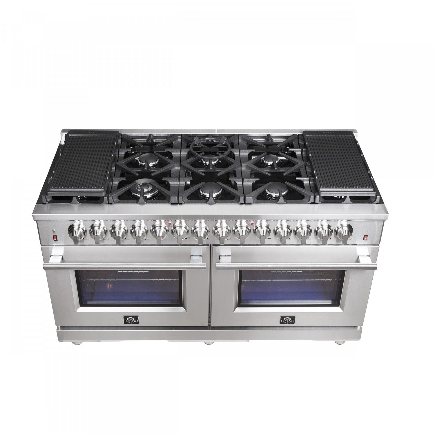 Forno Massimo 60" Stainless Steel Freestanding Dual Fuel Double Oven Range with True Convection and Air Fry (8.64 Cu. Ft.) - FFSGS6125-60