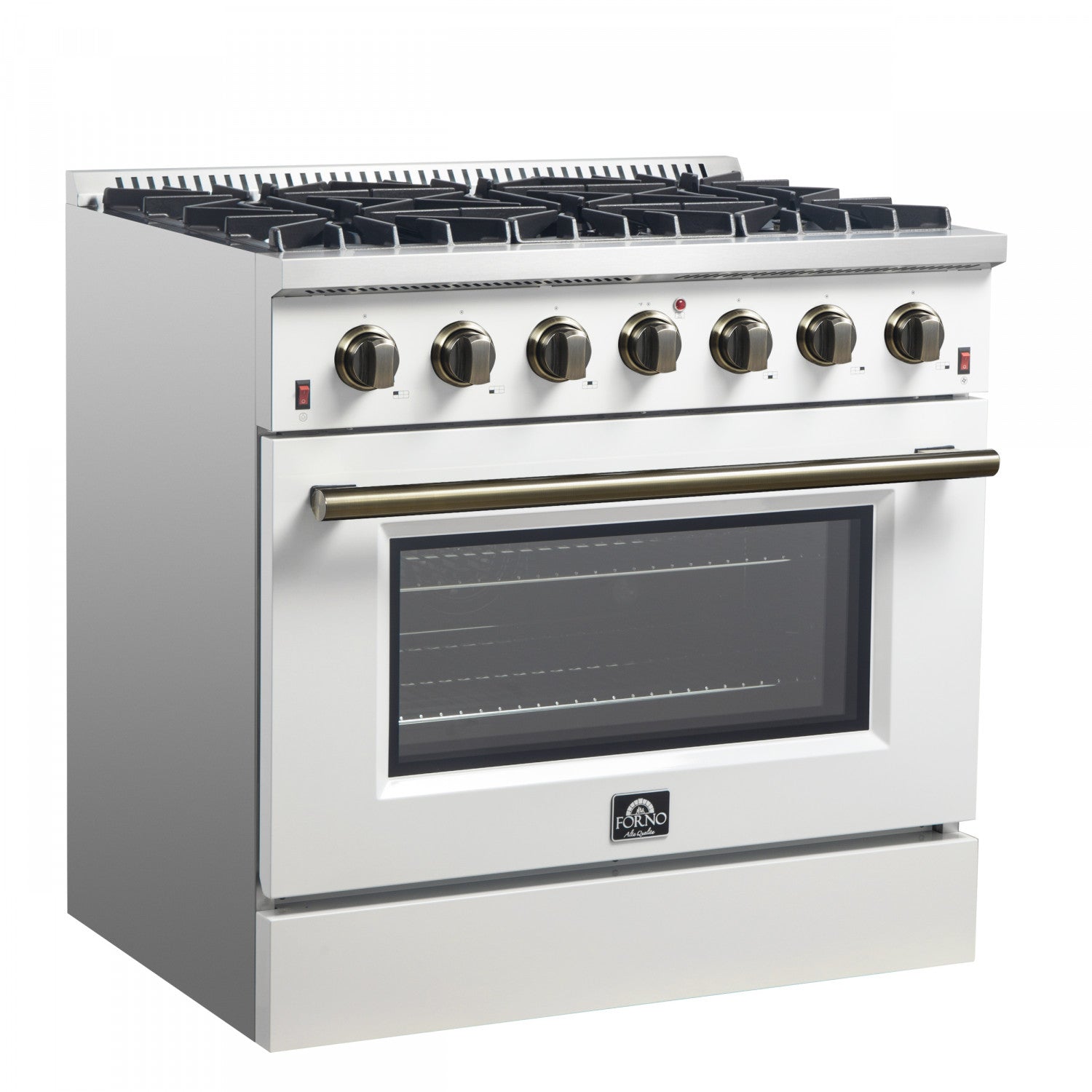 Forno Galiano 36" White French Door Freestanding Gas Range (5.36 Cu. Ft.) - FFSGS6244-36WHT