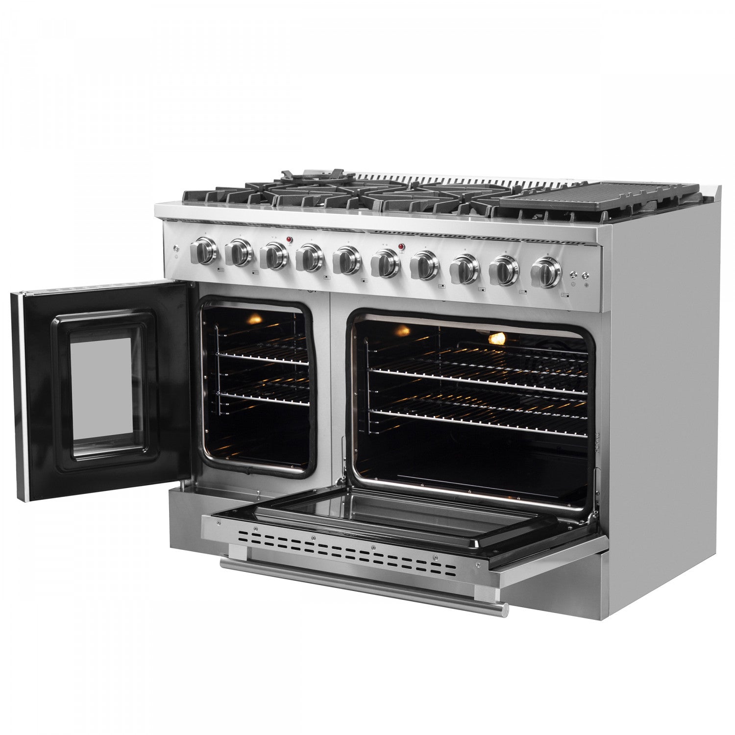 Forno Galiano 48" Stainless Steel Freestanding Double Oven Gas Range (6.58 Cu. Ft.) - FFSGS6444-48