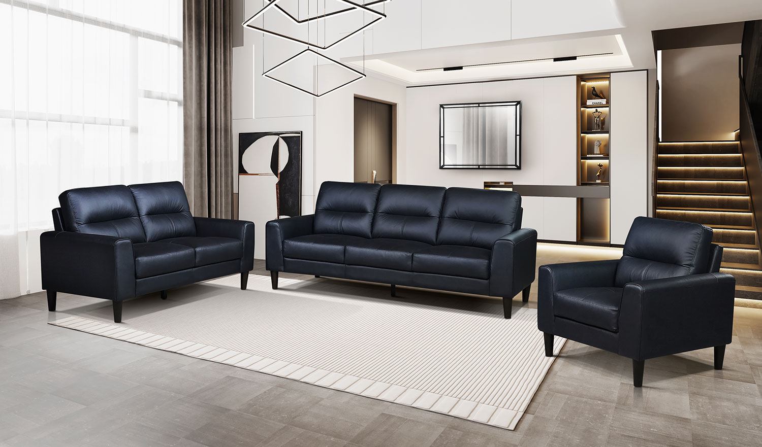 Verissimo Leather Loveseat - Black