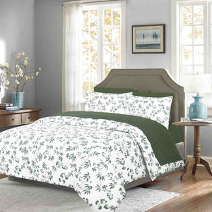 Cotton House 7-Piece Queen Comforter Set - Emerald Floral