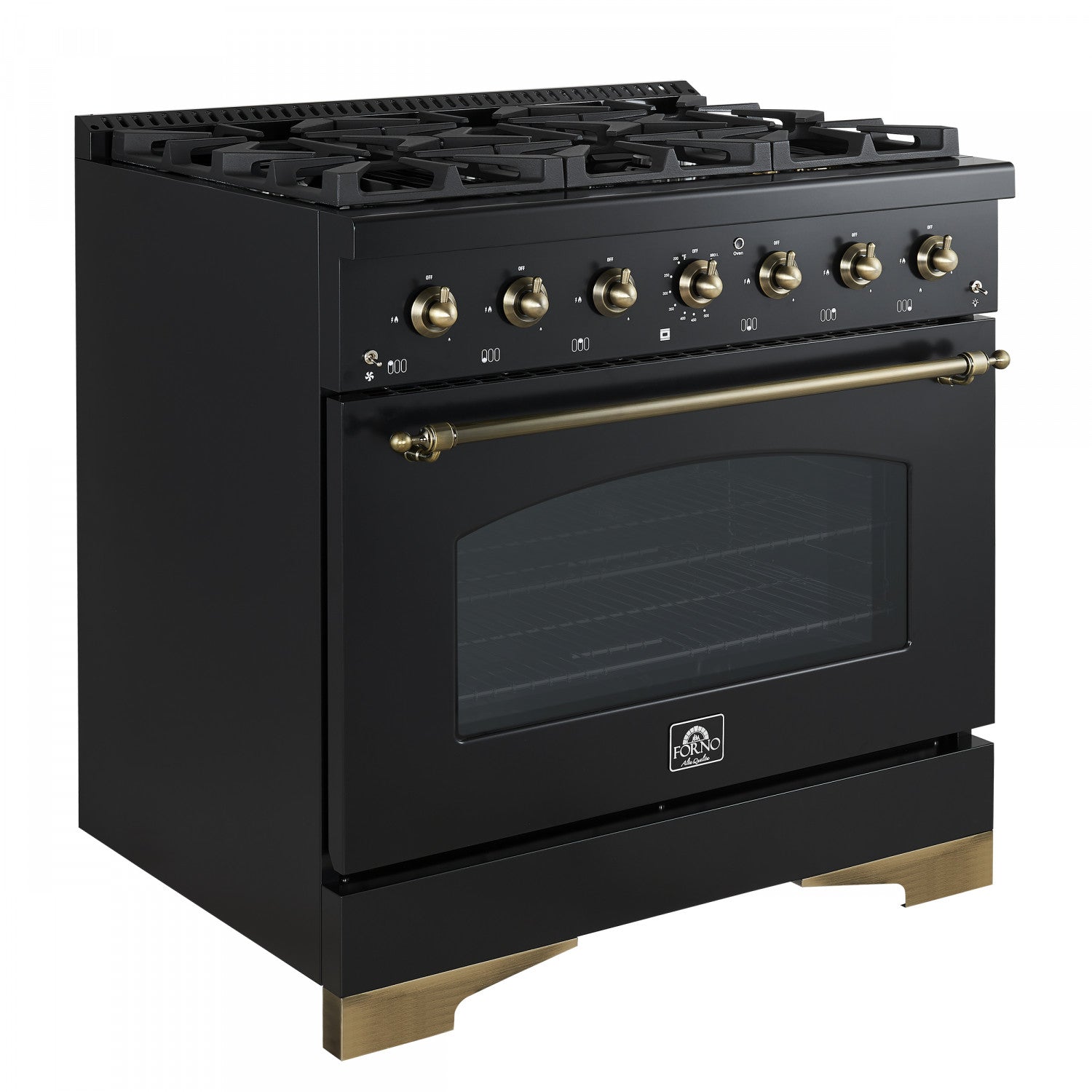 Forno Antico 36" Black Dual Fuel Range (4.5 Cu. Ft.) - FFSGS6113-36BLK