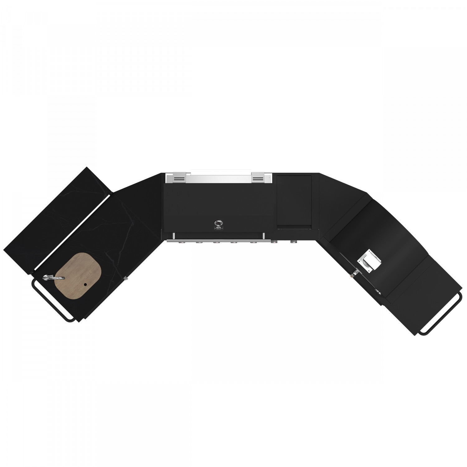 Forno All'Aperto Black Countertop Outdoor Kitchen with 74,600 BTU BBQ, Pizza Oven and Bar Module - FODKT2551BLK