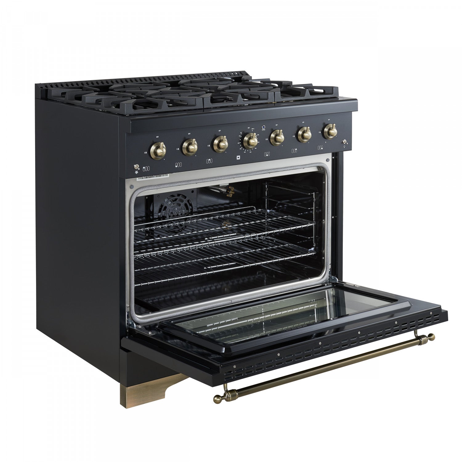 Forno Antico 36" Black Freestanding Gas Range (4.5 Cu. Ft.) - FFSGS6219-36BLK
