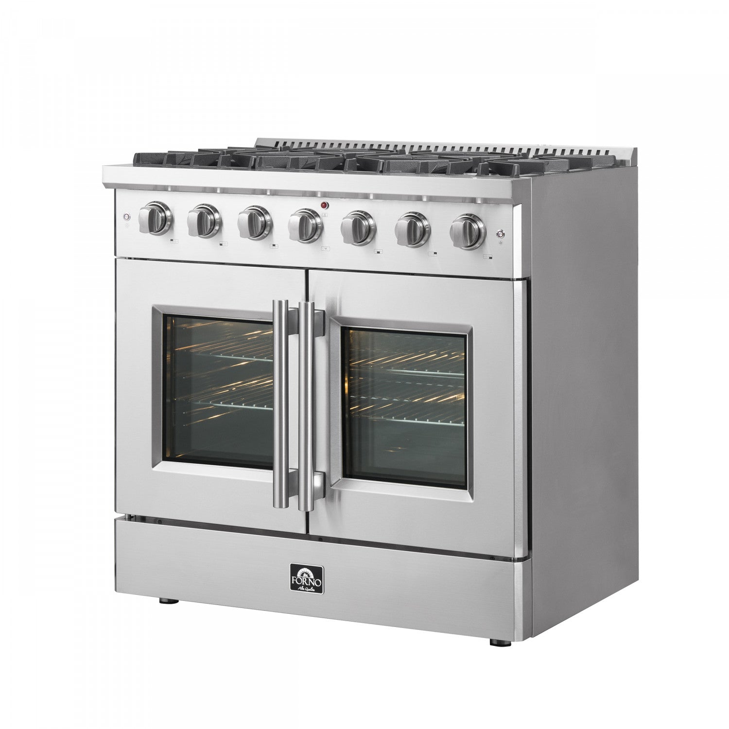 Forno Galiano 36" Stainless Steel French Door Freestanding Gas Range (5.36 Cu. Ft.) - FFSGS6444-36