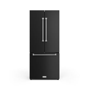 Thor Kitchen Collection Gordon Ramsay Réfrigérateur 17,5 pi³ de 30 po avec porte à 2 battants à profondeur de comptoir avec machine à glaçons noir mat - RF3017FFD00-SS