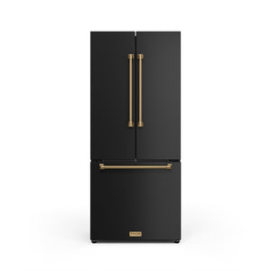 Thor Kitchen Collection Gordon Ramsay Réfrigérateur 17,5 pi³ de 30 po avec porte à 2 battants à profondeur de comptoir avec machine à glaçons noir mat - RF3017FFD00-BRZ