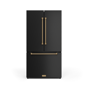 Thor Kitchen Collection Gordon Ramsay Réfrigérateur 20,3 pi³ de 36 po avec porte à 2 battants à profondeur de comptoir avec machine à glaçons noir mat - RF3621CTD00-BRZ