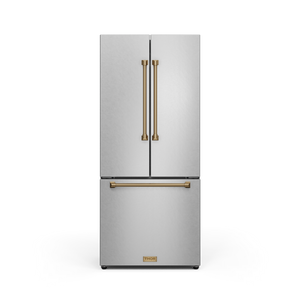 Thor Kitchen Collection Gordon Ramsay Réfrigérateur 17,5 pi³ de 30 po avec porte à 2 battants à profondeur de comptoir avec machine à glaçons acier inoxydable - RF3017FFD99-BRZ